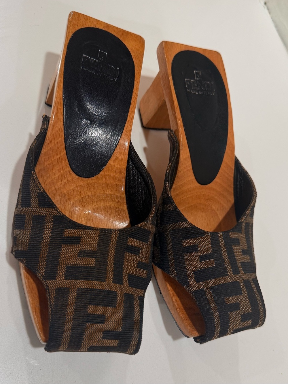 Fendi Zucca Mules Heels 35.5